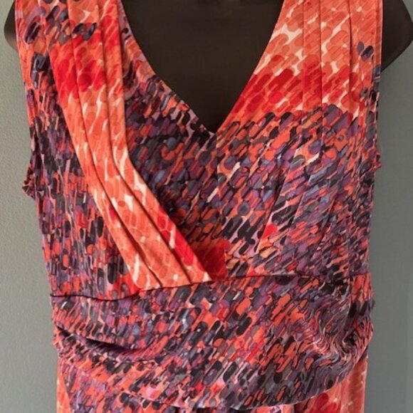 Simply Vera Wang L Sheath V Neck Dress Sleeveless Artsy Stretch Modern Bold Chic - Picture 2 of 6